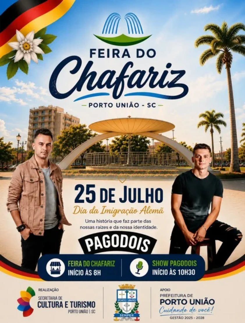A Praça do Chafariz recebe neste sábado (25) uma edição especial da Feira do Chafariz em comemoração ao Dia da Imigração Alemã no Brasil.