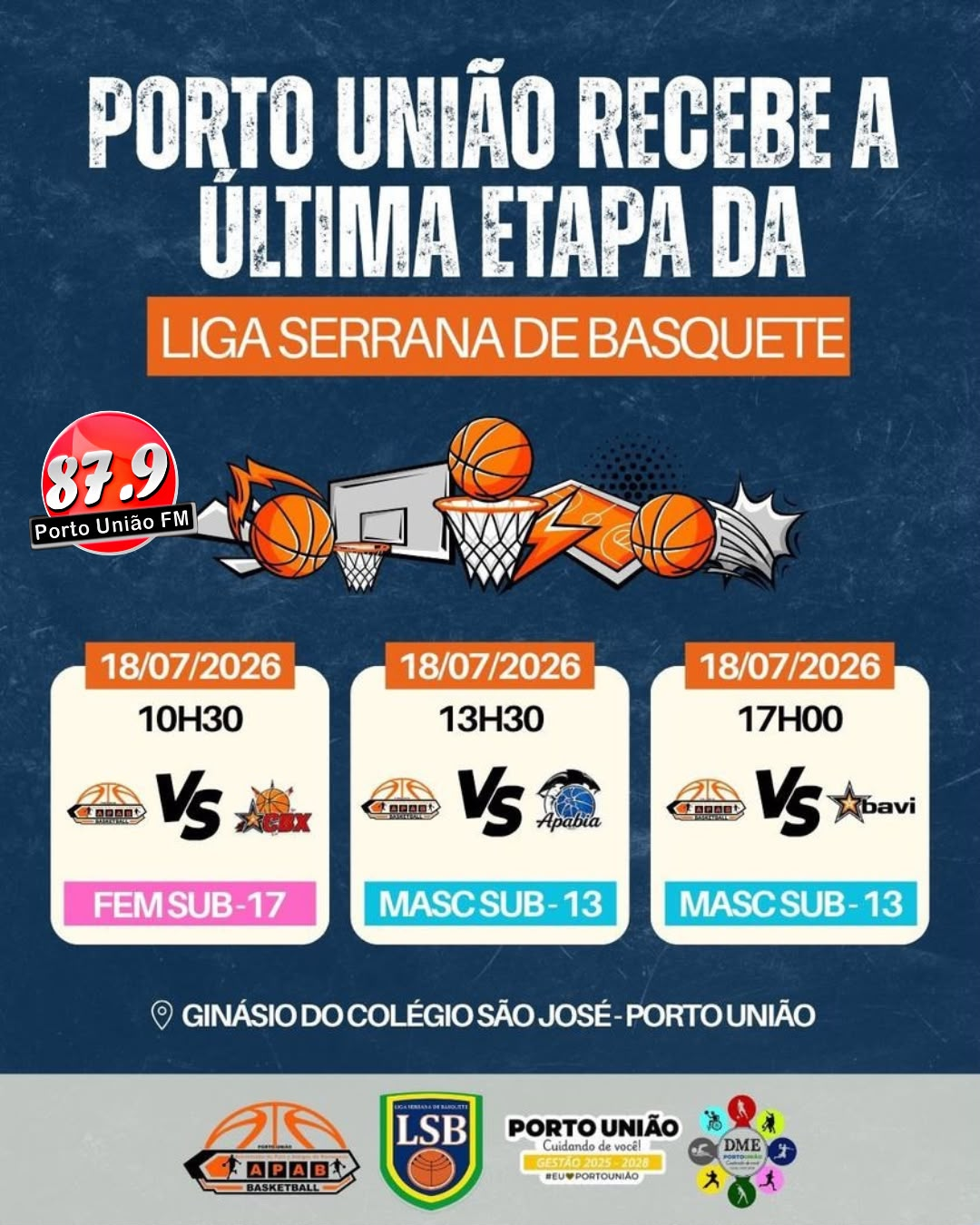 Porto União recebe etapa da Liga Serrana de Basquete neste sábado