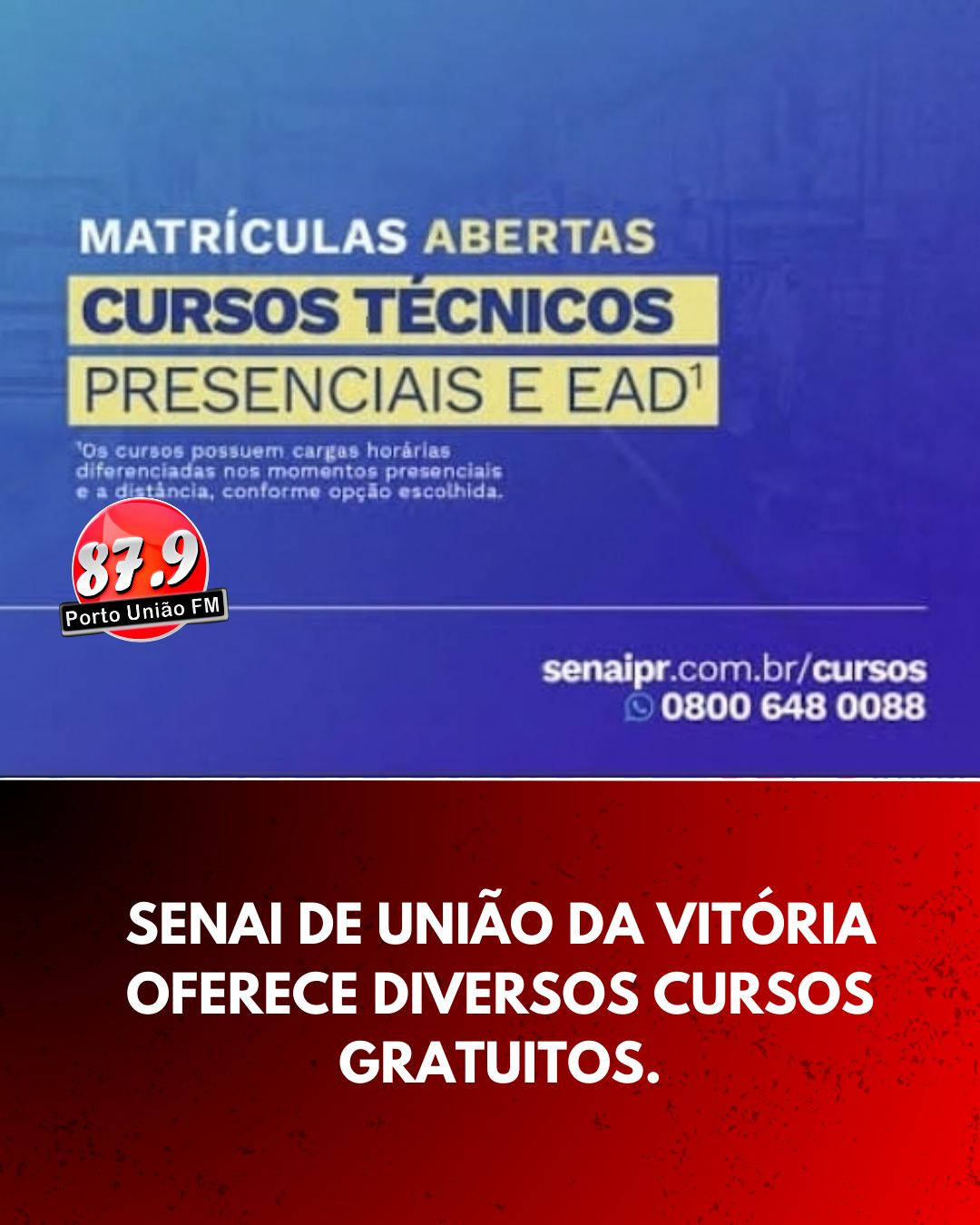 SENAI de União da Vitória oferece cursos técnicos gratuitos em modalidade semipresencial