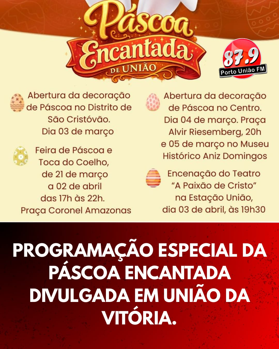 União da Vitória prepara uma programação especial para celebrar a Páscoa com beleza, encanto e momentos de confraternização.