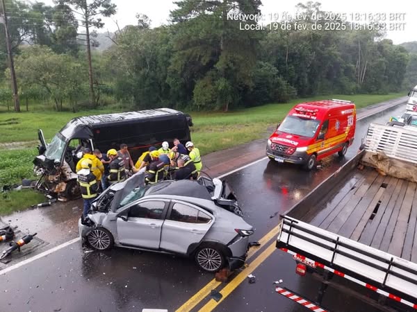 GRAVE ACIDENTE COM ÓBITO ENVOLVE CINCO (5) VEÍCULOS EM MAFRA-SC
