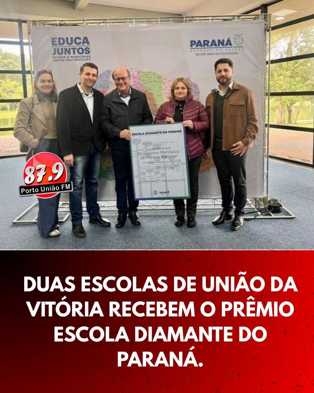 Escolas de União da Vitória recebem Prêmio Escola Diamante do Paraná por destaque na alfabetização