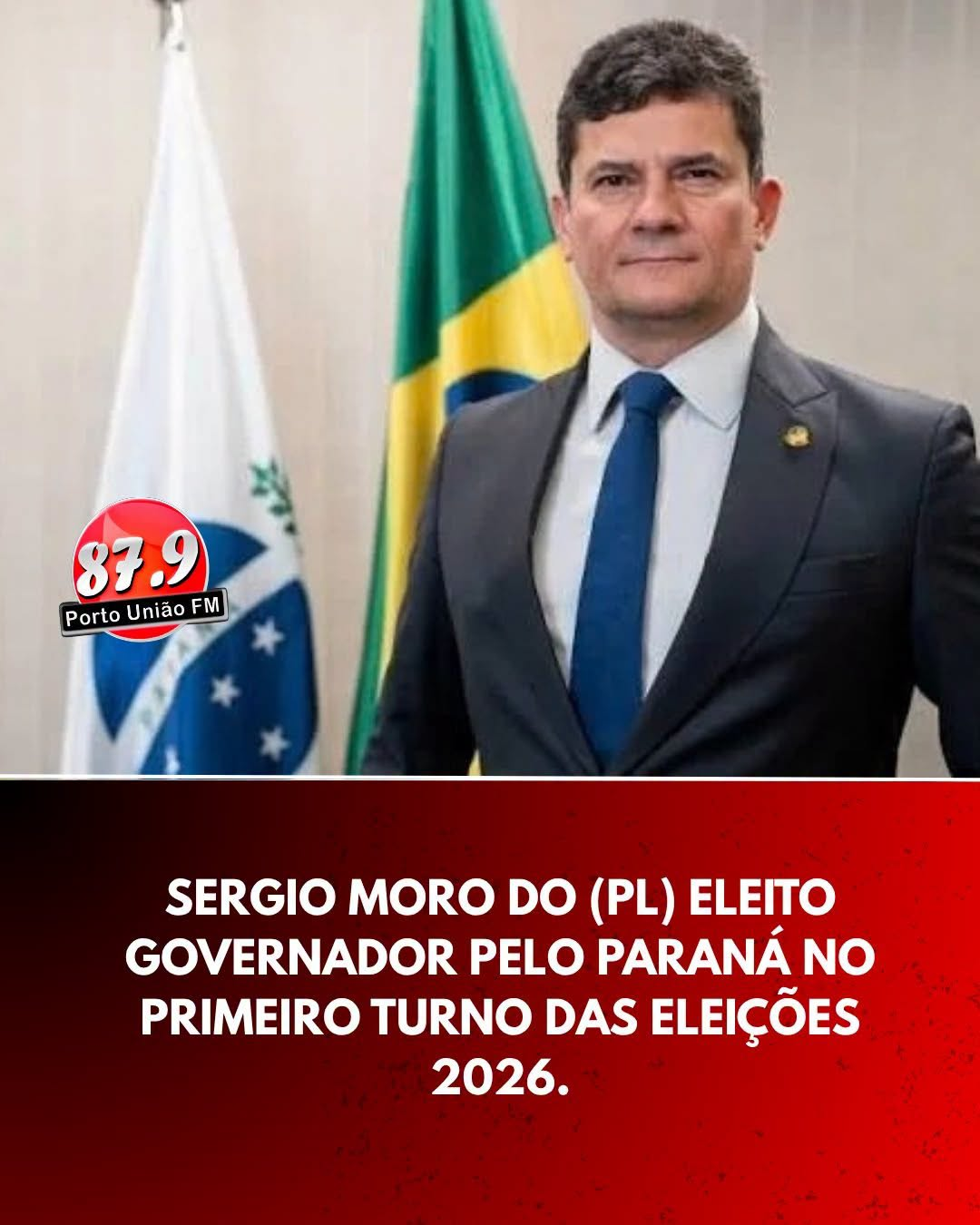 Sergio Moro é o novo governador eleito do Paraná, tendo vencido a disputa eleitoral no primeiro turno neste domingo 4 de outubro de 2026.