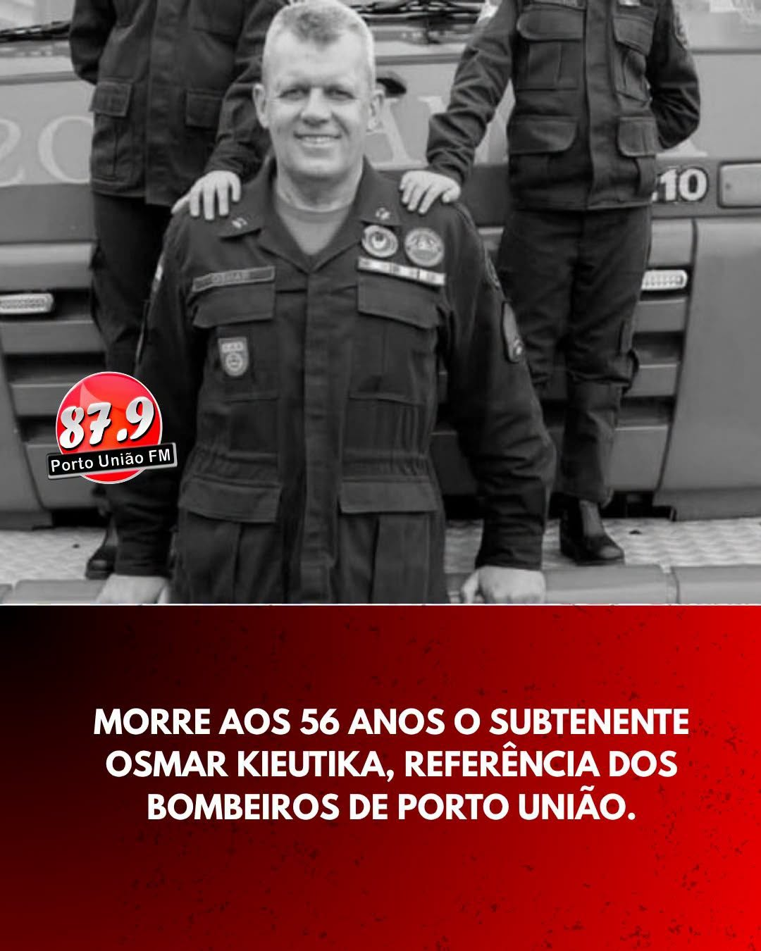 A comunidade de Porto União e o Corpo de Bombeiros Militar de Santa Catarina estão de luto pela morte do Subtenente da Reserva Remunerada Osmar Kieutika, aos 56 anos.