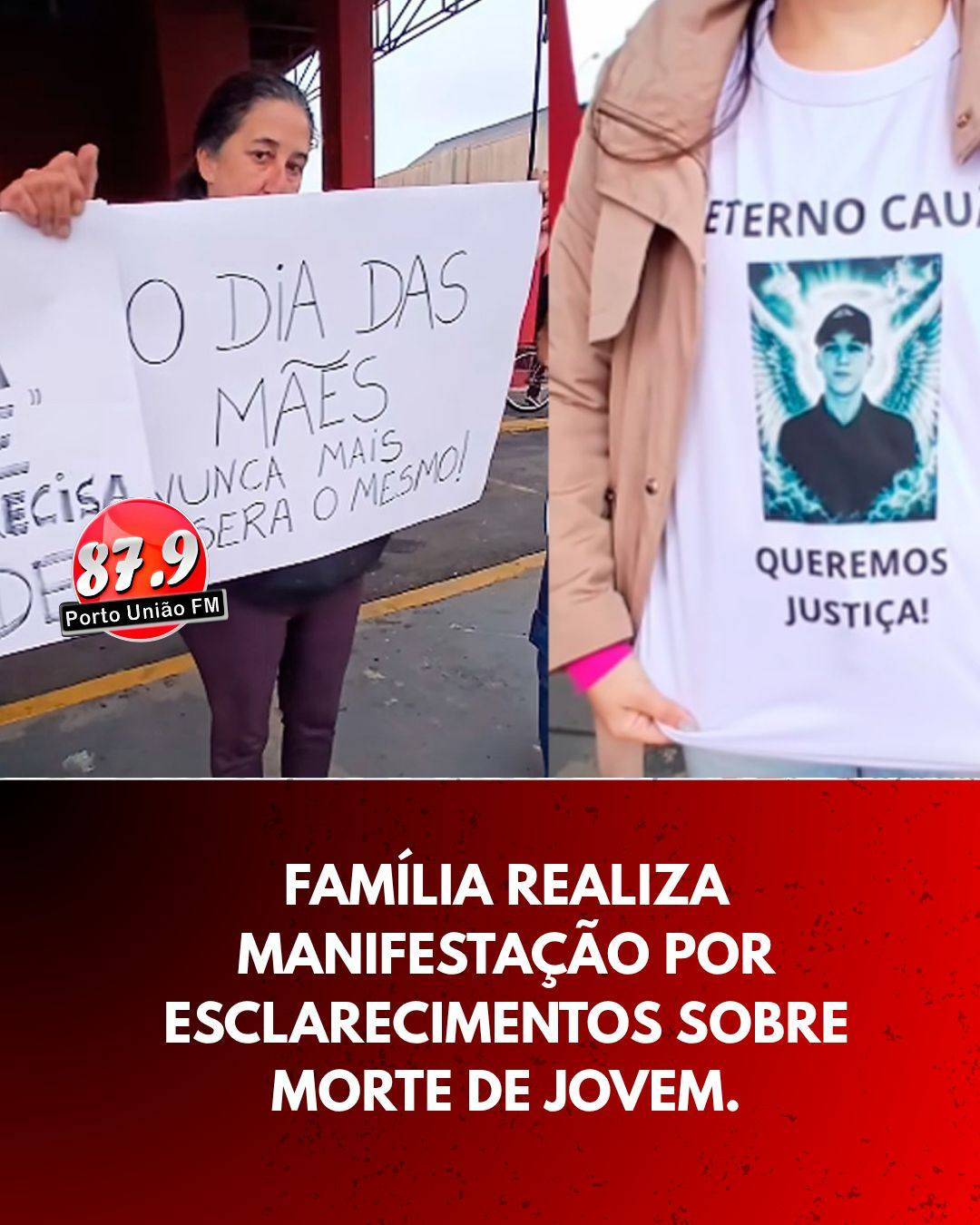 Familiares e amigos de Cauã Ribeiro realizaram na manhã deste sábado (9) uma manifestação pacífica em União da Vitória pedindo esclarecimentos sobre a morte do jovem