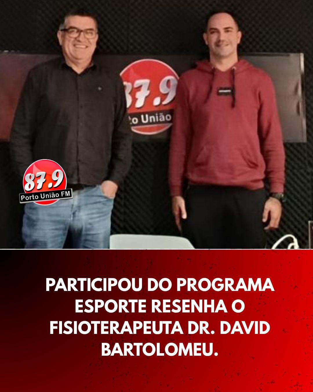 O programa ESPORTE RESENHA recebeu a participação do fisioterapeuta Dr. David Bartolomeu