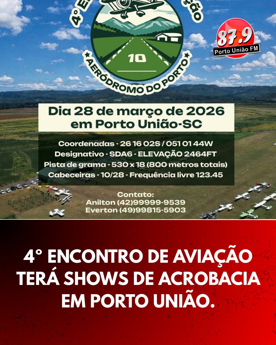 4º Encontro de Aviação terá shows de acrobacia em Porto União