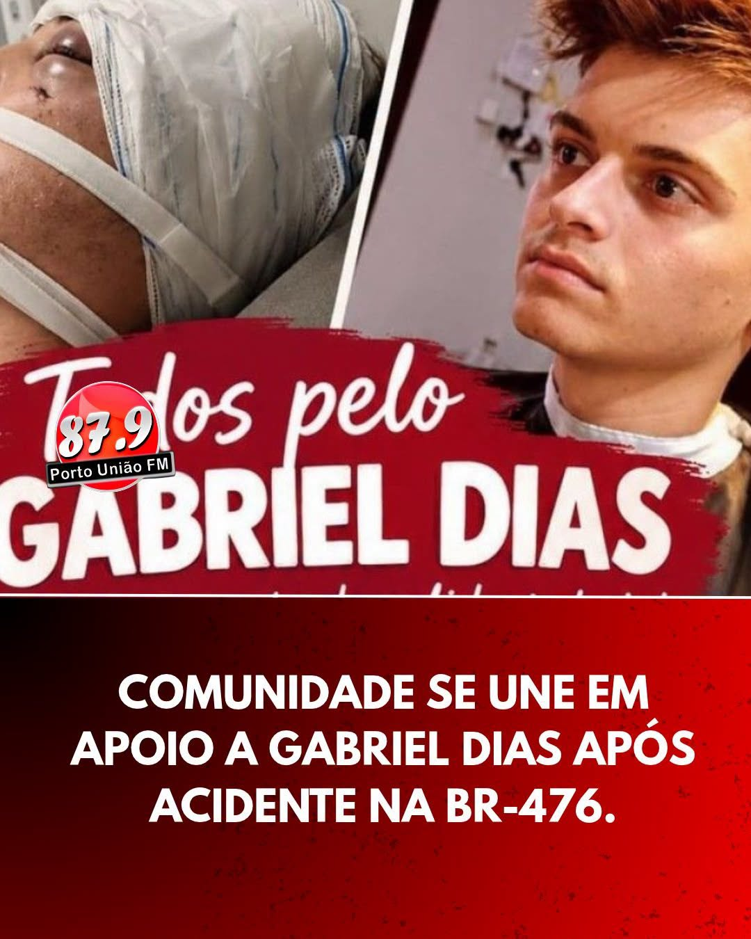 Campanha solidária mobiliza comunidade em apoio a jovem ferido em acidente na BR-476