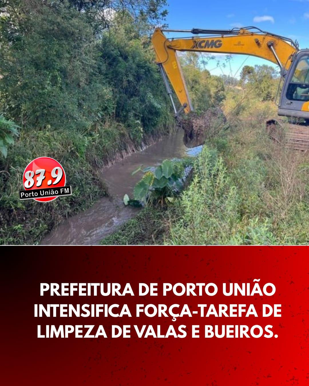 A Prefeitura de Porto União está realizando uma força-tarefa de desassoreamento e limpeza de valas, bocas de lobo e bueiros em diferentes pontos do município.
